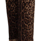 Dolce & Gabbana Brown Leopard Gold Jacquard High Waist Pants