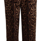 Dolce & Gabbana Brown Leopard Gold Jacquard High Waist Pants