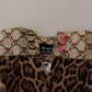 Dolce & Gabbana Brown Leopard Gold Jacquard High Waist Pants
