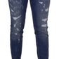 Dolce & Gabbana Blue Washed Cotton Skinny Low Waist Denim Jeans
