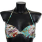 Dolce & Gabbana Mint Green Floral Print Beachwear Bikini Tops