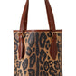 Dolce & Gabbana Brown Leopard Pattern Shopping Tote Hand Bucket Purse