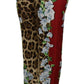 Dolce & Gabbana Multicolor Leopard Flora Printed Mid Waist Trouser Pants