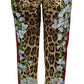 Dolce & Gabbana Multicolor Leopard Flora Printed Mid Waist Trouser Pants