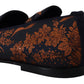 Dolce & Gabbana Blue Rust Floral Slippers Loafers Shoes