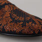 Dolce & Gabbana Blue Rust Floral Slippers Loafers Shoes