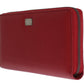 Dolce & Gabbana Red Dauphine Leather Zip Around Continental Wallet