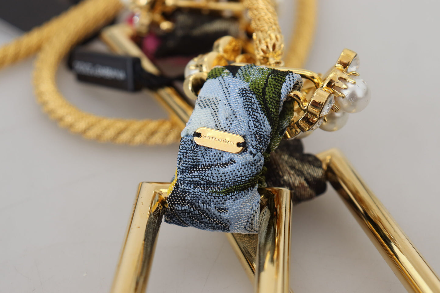 Dolce & Gabbana Gold Brass Sicily Crystal Robe Statement Necklace