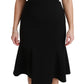 Dolce & Gabbana Black Fit Flare Wool Stretch Sheath Dress