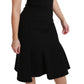 Dolce & Gabbana Black Fit Flare Wool Stretch Sheath Dress