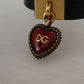 Dolce & Gabbana Black Dauphine Leather DG Heart Key Ring Bracelet