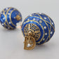 Dolce & Gabbana Gold Brass Blue Dangle Ball Crystal Clip On Earrings