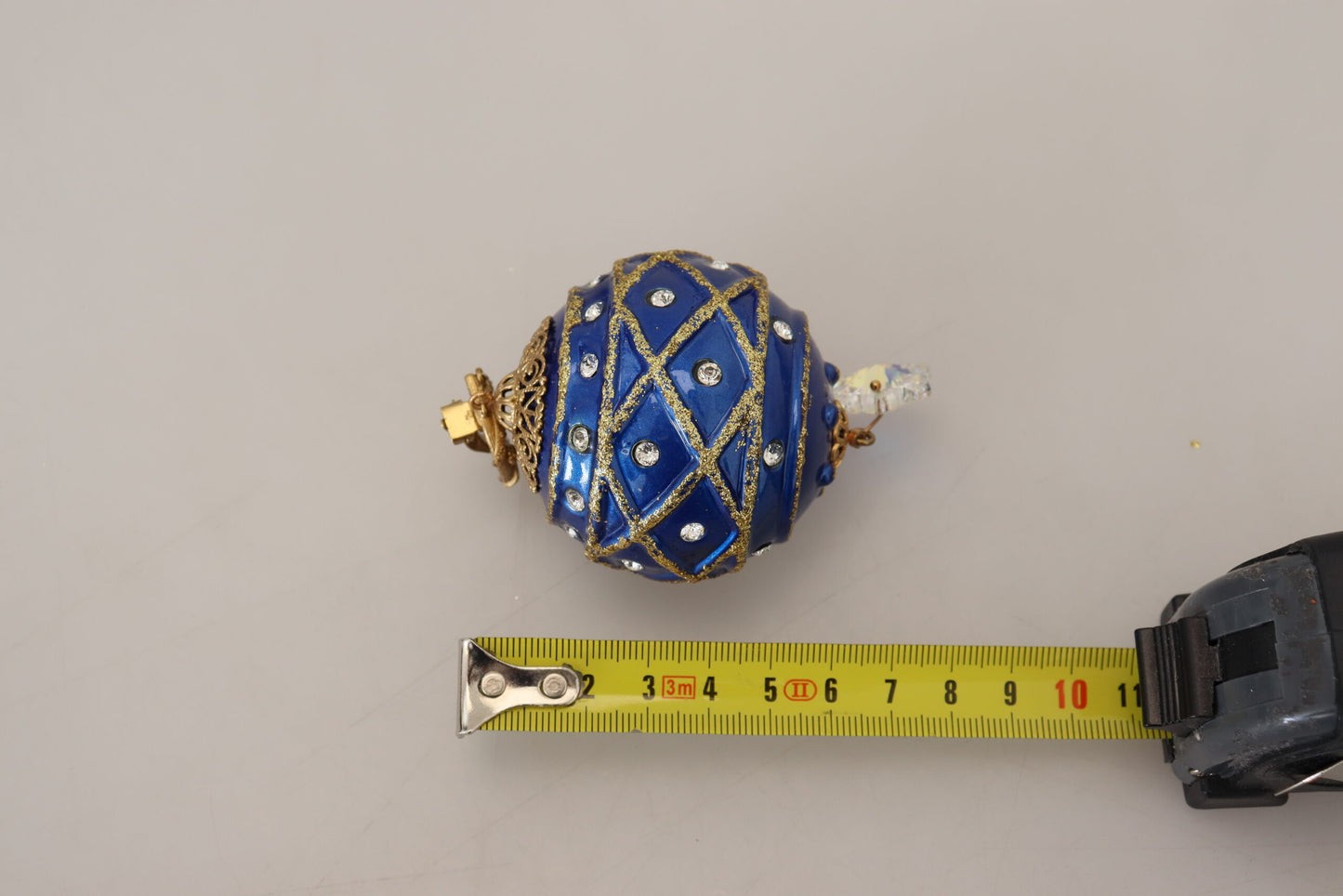 Dolce & Gabbana Gold Brass Blue Dangle Ball Crystal Clip On Earrings