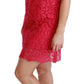 Dolce & Gabbana Pink Floral Lace Shift Gown Mini Dress