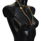 Dolce & Gabbana Gold Brass Natural Gem Beaded Logo Chain Necklace