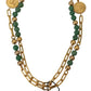 Dolce & Gabbana Gold Brass Natural Gem Beaded Logo Chain Necklace