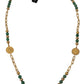 Dolce & Gabbana Gold Brass Natural Gem Beaded Logo Chain Necklace