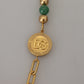 Dolce & Gabbana Gold Brass Natural Gem Beaded Logo Chain Necklace
