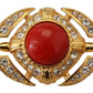 Dolce & Gabbana Gold Tone Brass Crystal Embellished Pin Brooch