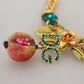 Dolce & Gabbana Gold Brass Crystal Logo Fruit Floral Statement Necklace