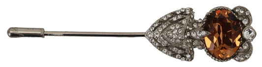 Dolce & Gabbana 925 Sterling Silver Large Crystals Pin Brooch