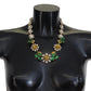 Dolce & Gabbana Gold Brass Crystal Logo Floral Statement Necklace
