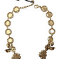 Dolce & Gabbana Gold Brass Crystal Logo Floral Statement Necklace