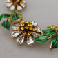 Dolce & Gabbana Gold Brass Crystal Logo Floral Statement Necklace