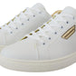 Dolce & Gabbana White Gold Leather Low Top Sneakers Shoes
