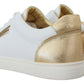 Dolce & Gabbana White Gold Leather Low Top Sneakers Shoes