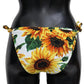 Dolce & Gabbana White Sunflower Swimwear Beachwear Bikini Bottom