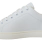 Dolce & Gabbana White Gold Leather Low Top Sneakers Shoes