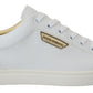 Dolce & Gabbana White Gold Leather Low Top Sneakers Shoes