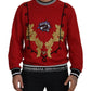 Dolce & Gabbana Red Sequined Love Cotton Pullover Sweater