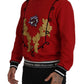 Dolce & Gabbana Red Sequined Love Cotton Pullover Sweater