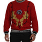 Dolce & Gabbana Red Sequined Love Cotton Pullover Sweater