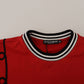 Dolce & Gabbana Red Sequined Love Cotton Pullover Sweater