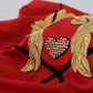 Dolce & Gabbana Red Sequined Love Cotton Pullover Sweater