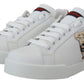 Dolce & Gabbana White Logo Patch Embellished Sneakers Shoes