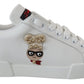Dolce & Gabbana White Logo Patch Embellished Sneakers Shoes