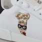 Dolce & Gabbana White Logo Patch Embellished Sneakers Shoes