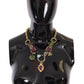 Dolce & Gabbana Gold Tone Brass Fabric Crystals Women Jewelry Necklace