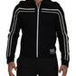 Dolce & Gabbana Black Nylon Full Zip Cardigan Logo Sweater