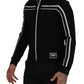 Dolce & Gabbana Black Nylon Full Zip Cardigan Logo Sweater