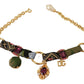 Dolce & Gabbana Gold Tone Brass Fabric Crystals Women Jewelry Necklace