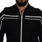 Dolce & Gabbana Black Nylon Full Zip Cardigan Logo Sweater