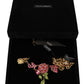 Dolce & Gabbana Gold Brass Chain Crystal Floral Roses Jewelry Necklace