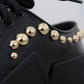 Dolce & Gabbana Black Leather Trekking Derby Embellished Shoes