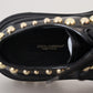 Dolce & Gabbana Black Leather Trekking Derby Embellished Shoes