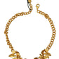 Dolce & Gabbana Gold Brass Crystal Logo Fruit Floral Statement Necklace